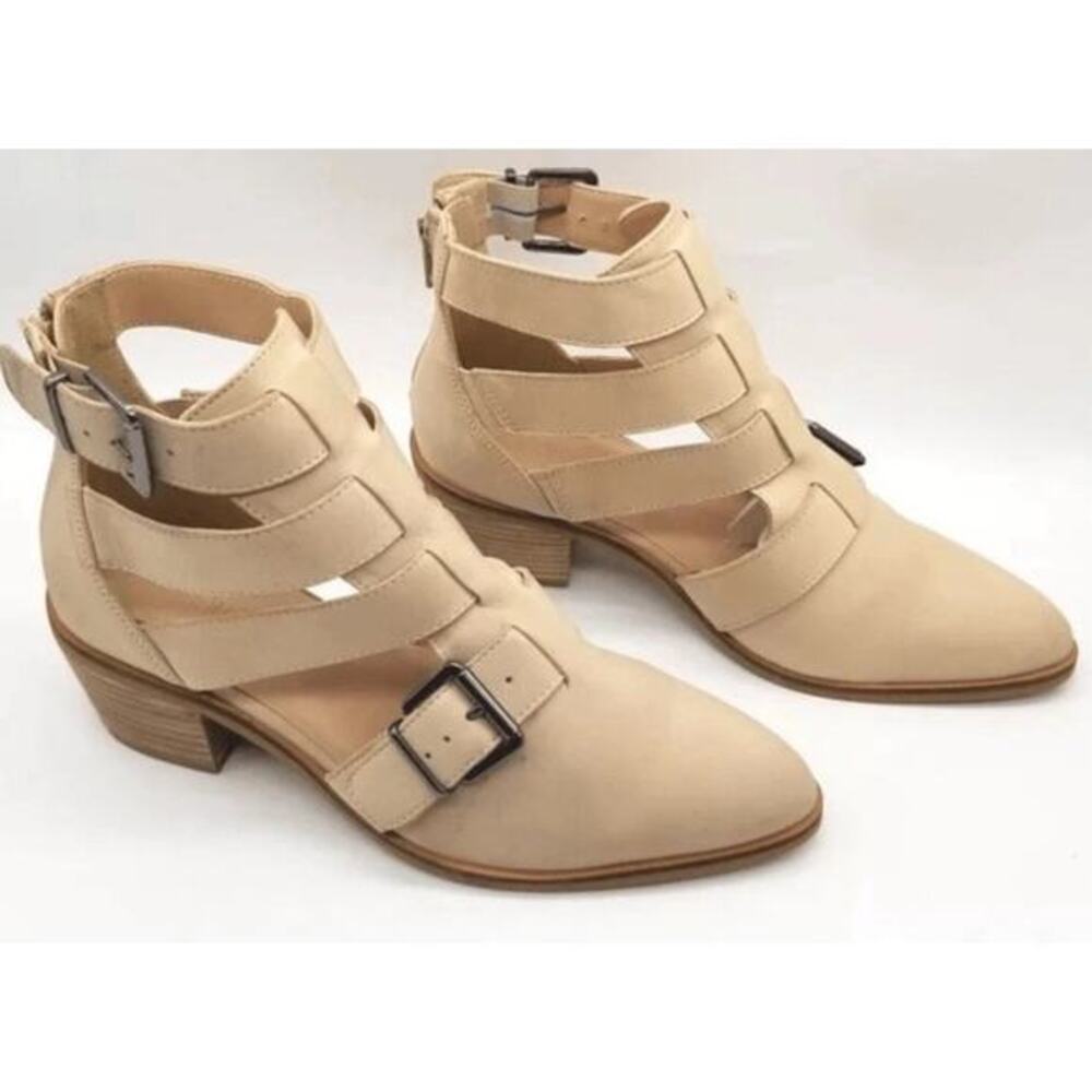 Crevo‎ Boots Womens Size 7.5 Tan Leather Jessamine Low Block Heel Booties